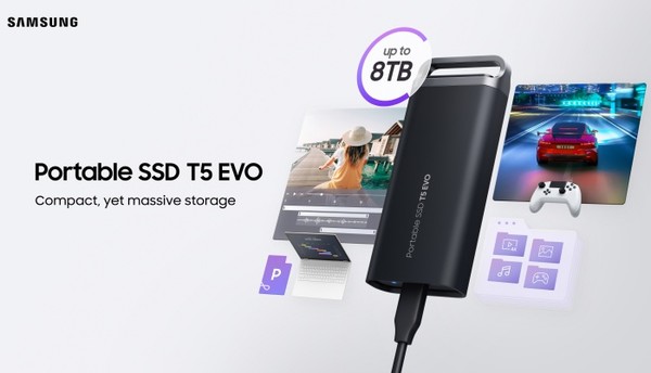 삼성전자, 업계 최대 8TB 용량 포터블 SSD 신제품 'T5 EVO' 출시(사진=삼성전자)
