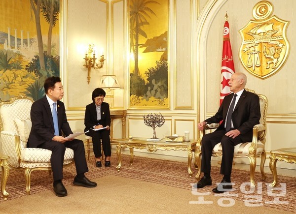 김진표 의장과 튀니지 사이에드 대통령이 면담하고 있다(사진=국회의장실)